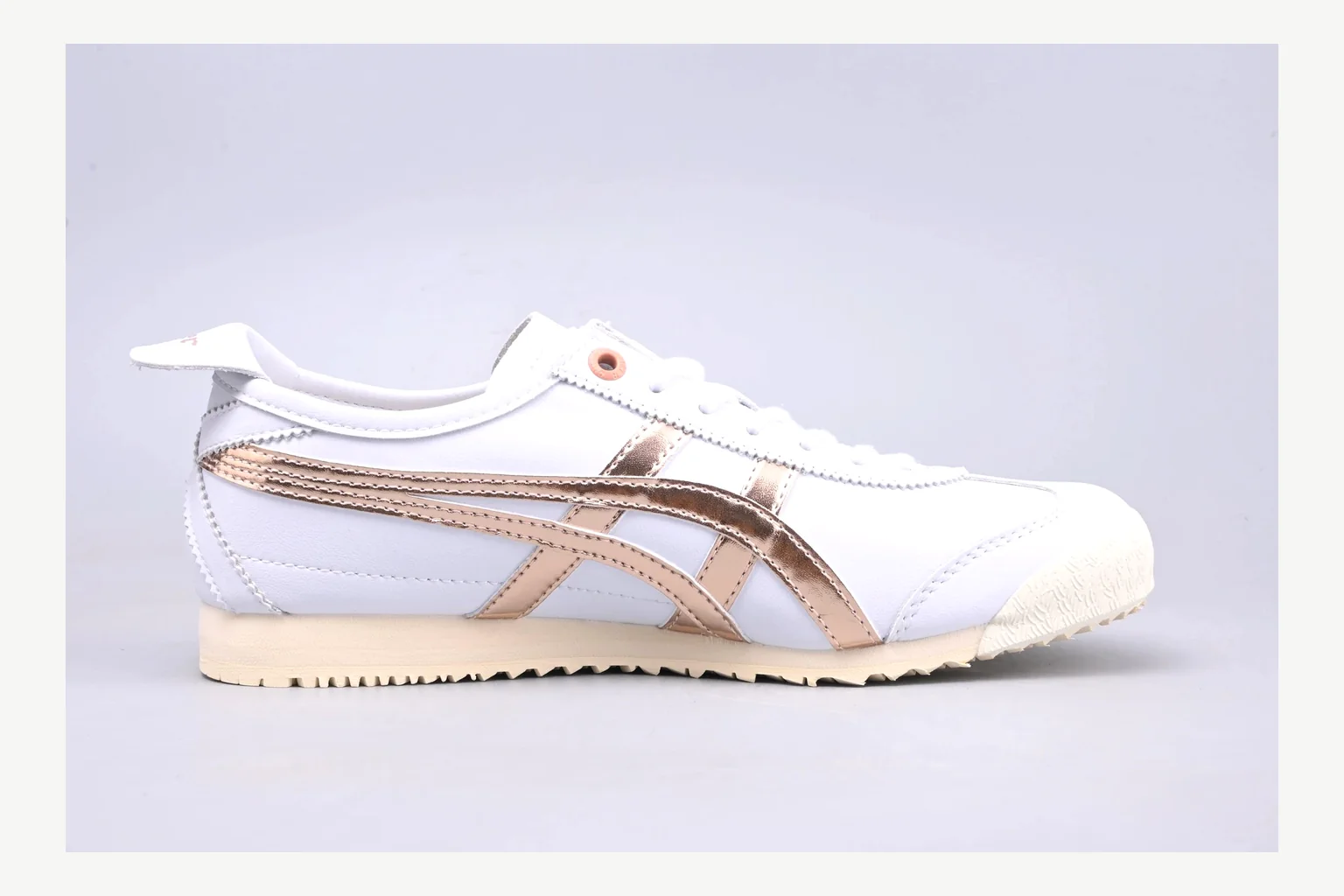 Onitsuka Tiger White Brown Sneaker shopping brief image showing white brown retro stripe low-top with mixed-material upper and low-profile shape thumbnail 4