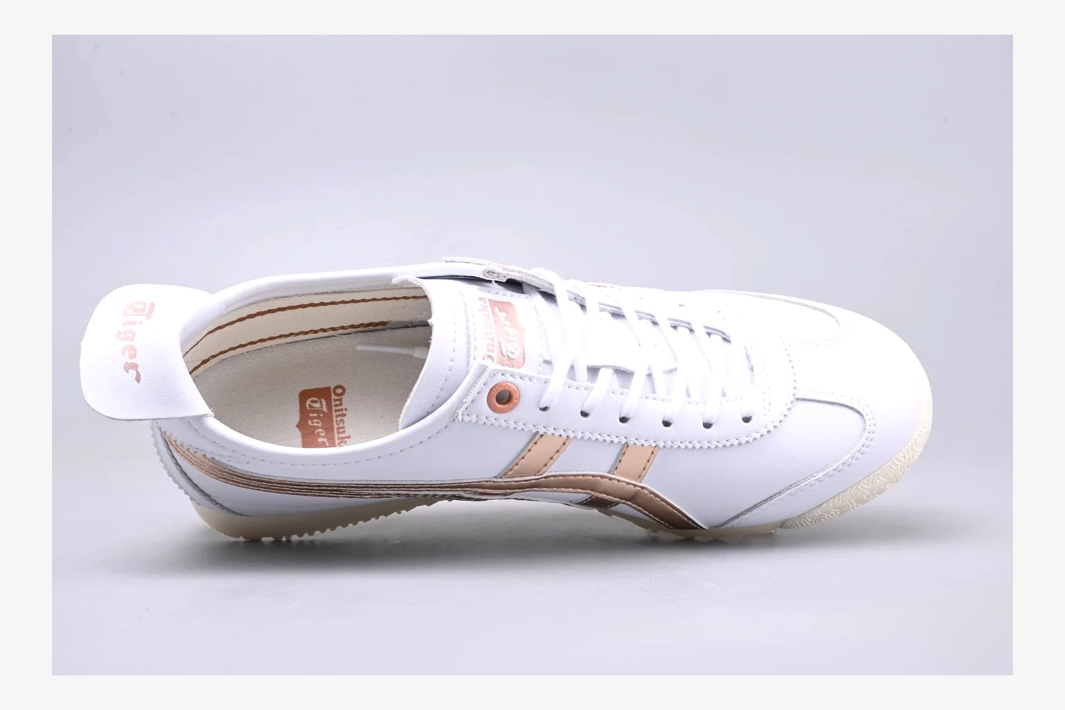 Onitsuka Tiger White Brown Sneaker shopping brief image showing white brown retro stripe low-top with mixed-material upper and low-profile shape thumbnail 5