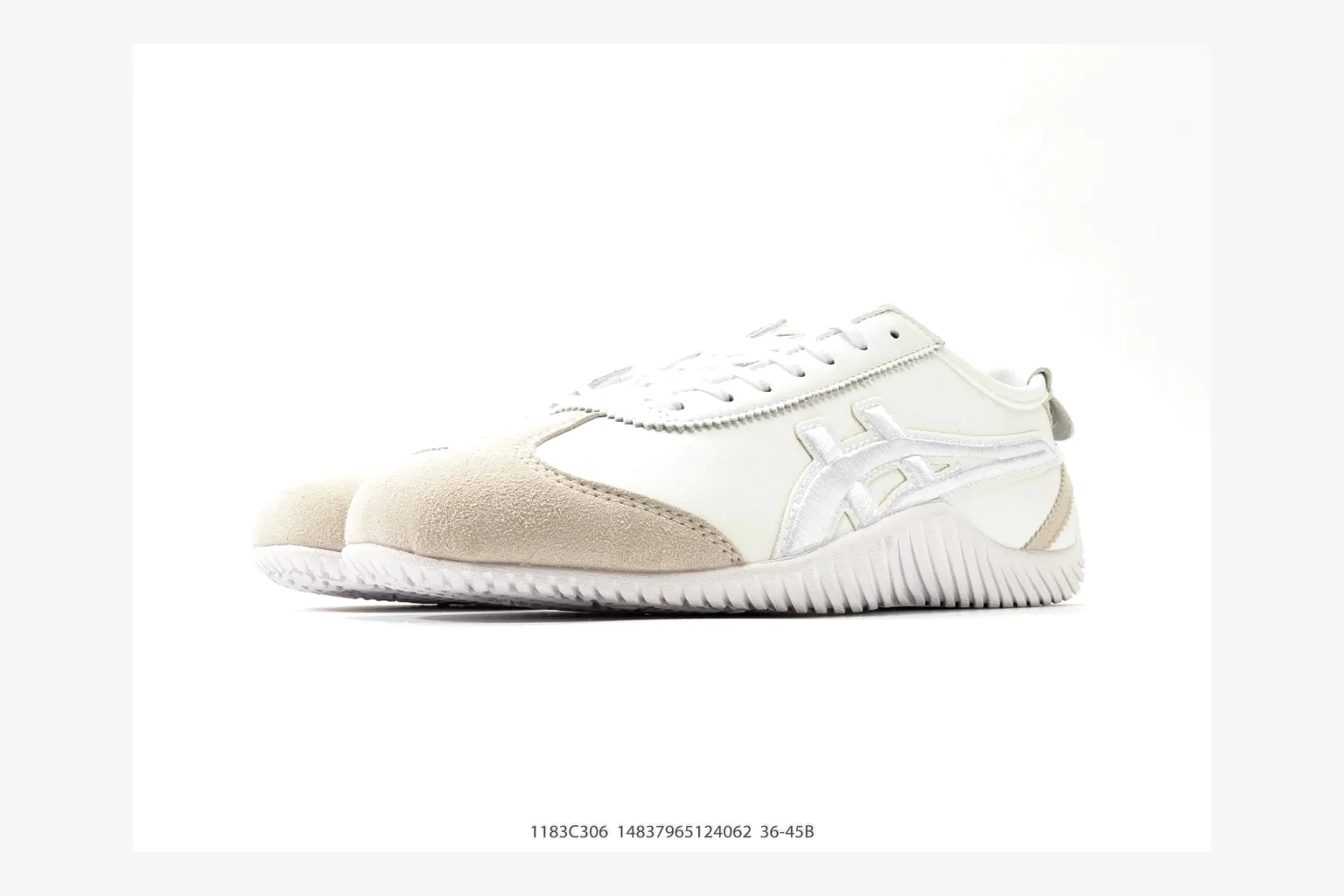 Onitsuka Tiger White Cream Sneaker shopping brief image showing white cream retro stripe low-top with mixed-material upper and low-profile shape thumbnail 2