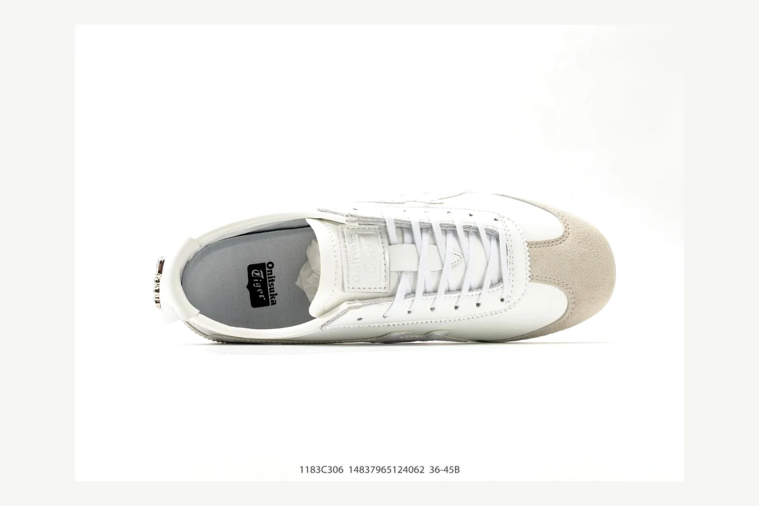 Onitsuka Tiger White Cream Sneaker shopping brief image showing white cream retro stripe low-top with mixed-material upper and low-profile shape thumbnail 5