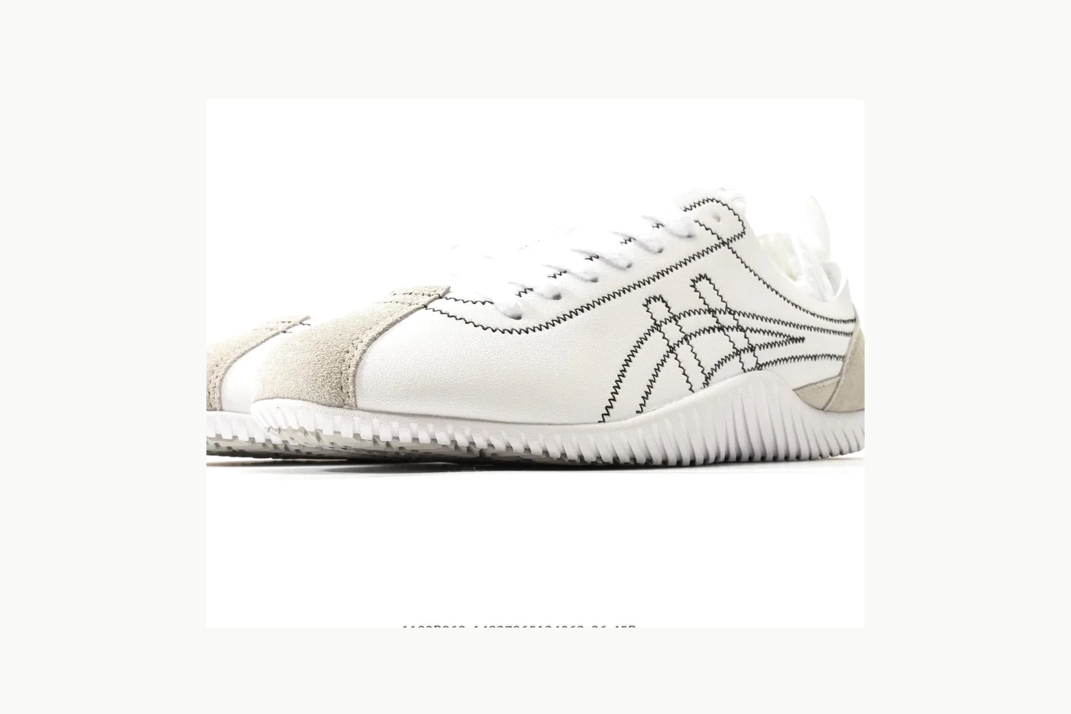 Onitsuka Tiger White Silver Sneaker shopping brief image showing white silver retro stripe low-top with mixed-material upper and low-profile shape thumbnail 2