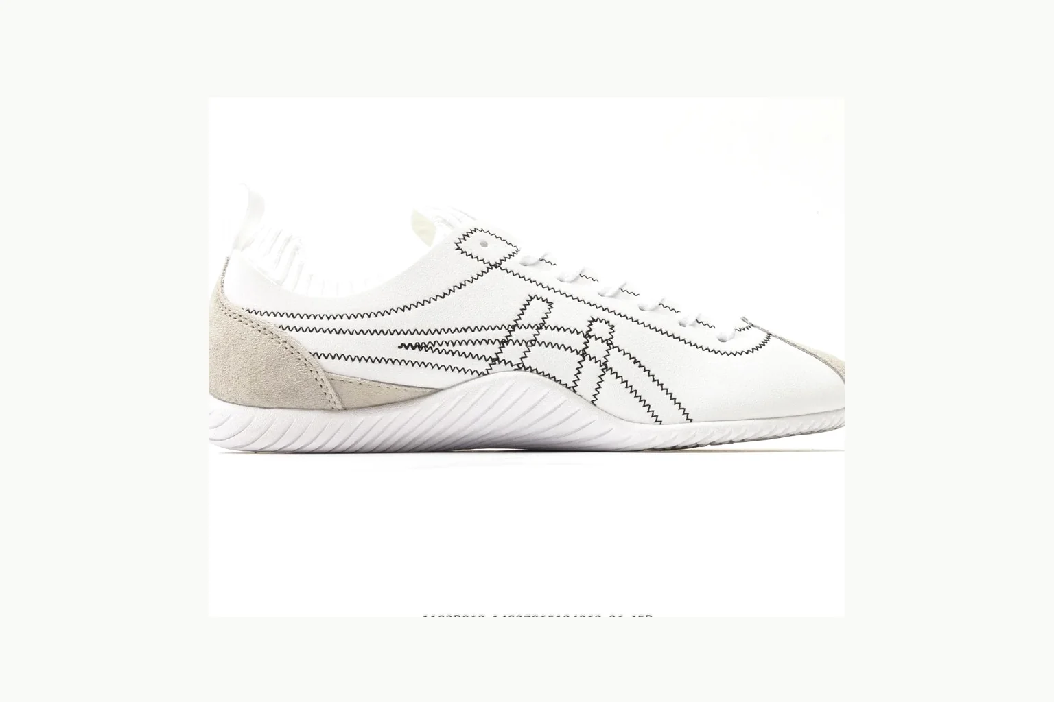 Onitsuka Tiger White Silver Sneaker shopping brief image showing white silver retro stripe low-top with mixed-material upper and low-profile shape thumbnail 4