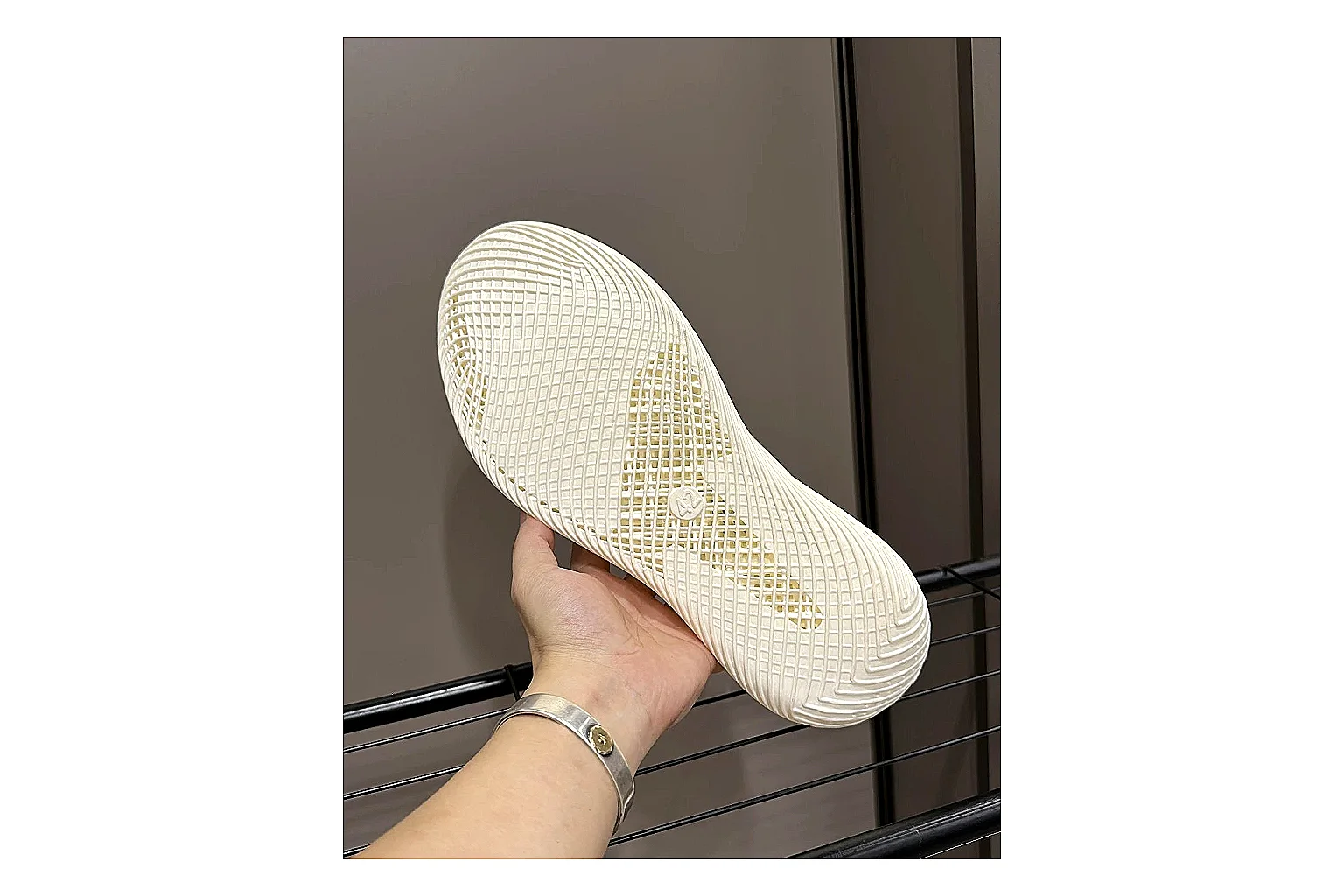 Other 4D Printed Cream Slip-On Sneakers shopping brief photo showing cream open-grid upper, seamless slip-on profile, sculpted sole, and soft futuristic casual shape thumbnail 3