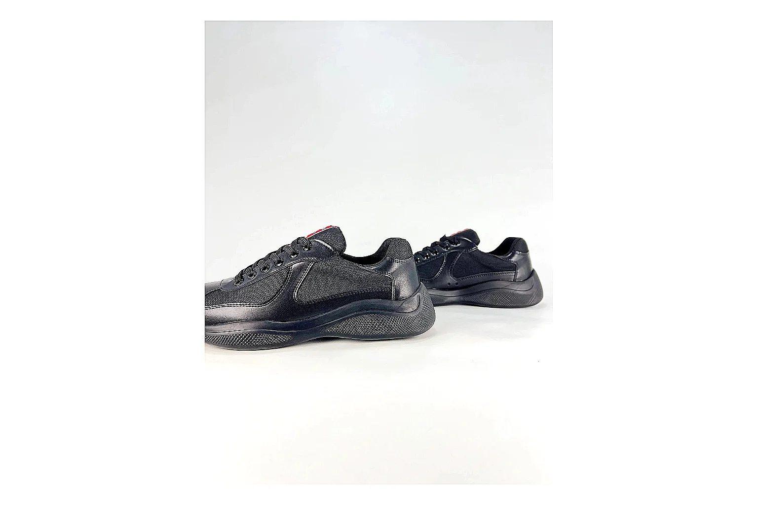 Black Runner Black Sneaker shopping brief photo showing black mesh runner upper, tonal overlays, modern running shape, and dark cushioned sole thumbnail 6