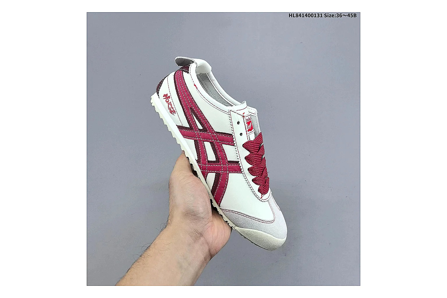 Casual Low-Top Sneaker 0789 shopping brief image showing red casual low-top with mixed-material upper and low-profile shape thumbnail 5