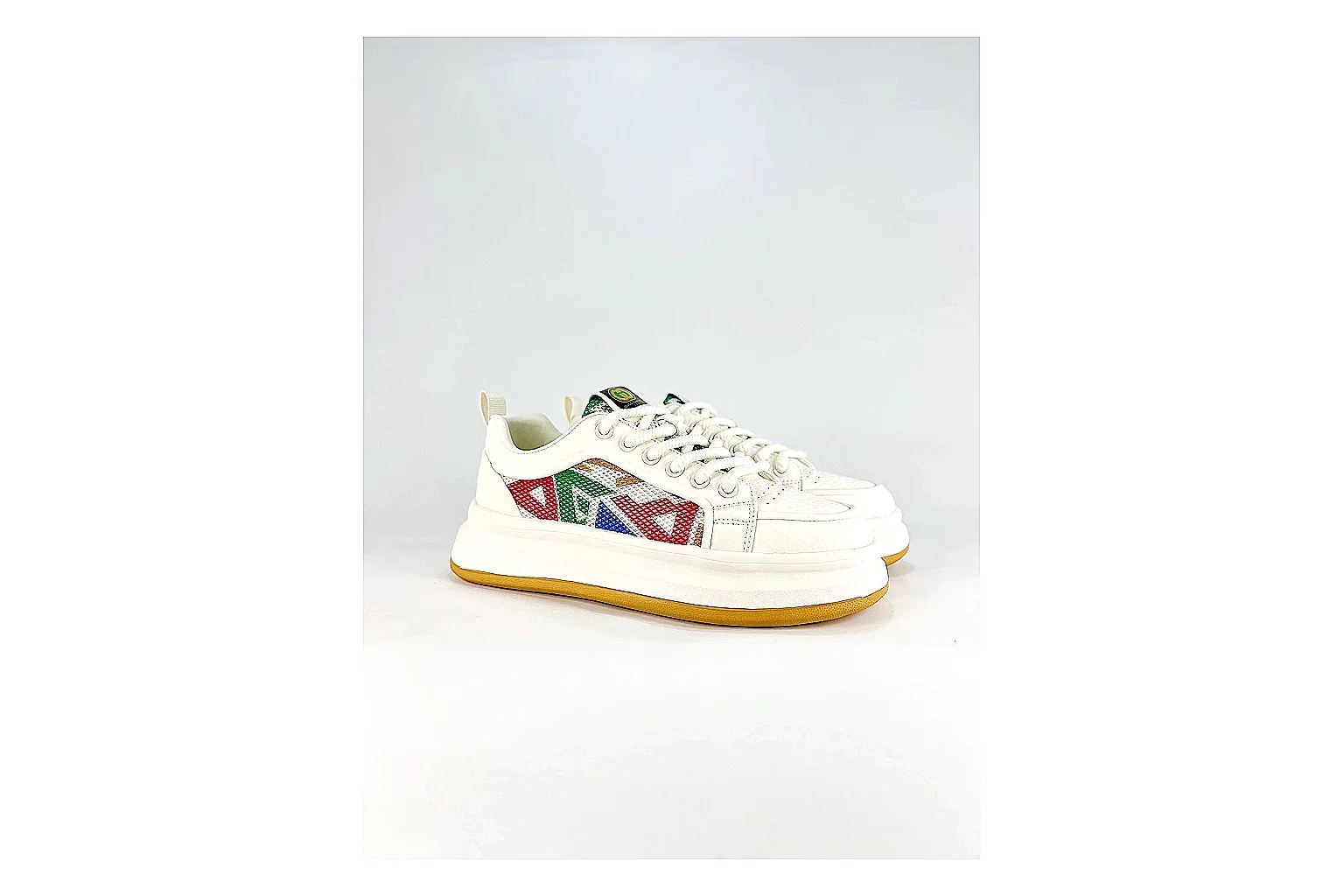 Casual Low-Top Sneaker 5251 shopping brief image showing red casual low-top with mixed-material upper and low-profile shape thumbnail 4