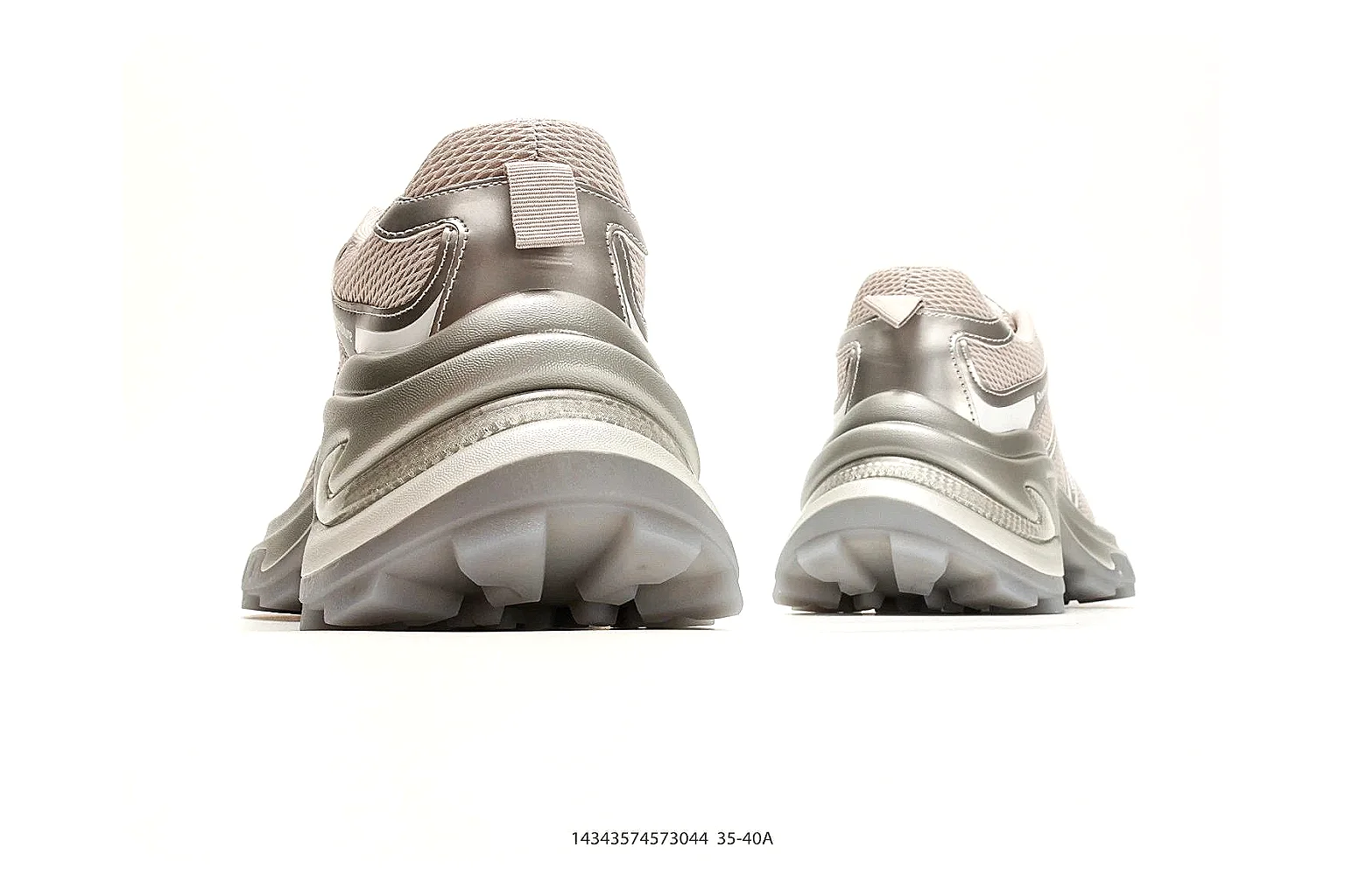 Chunky Runner Silver Gray Sneaker shopping brief photo showing silver gray synthetic-mesh upper, layered chunky panels, runner silhouette, and thick cushioned sole thumbnail 6