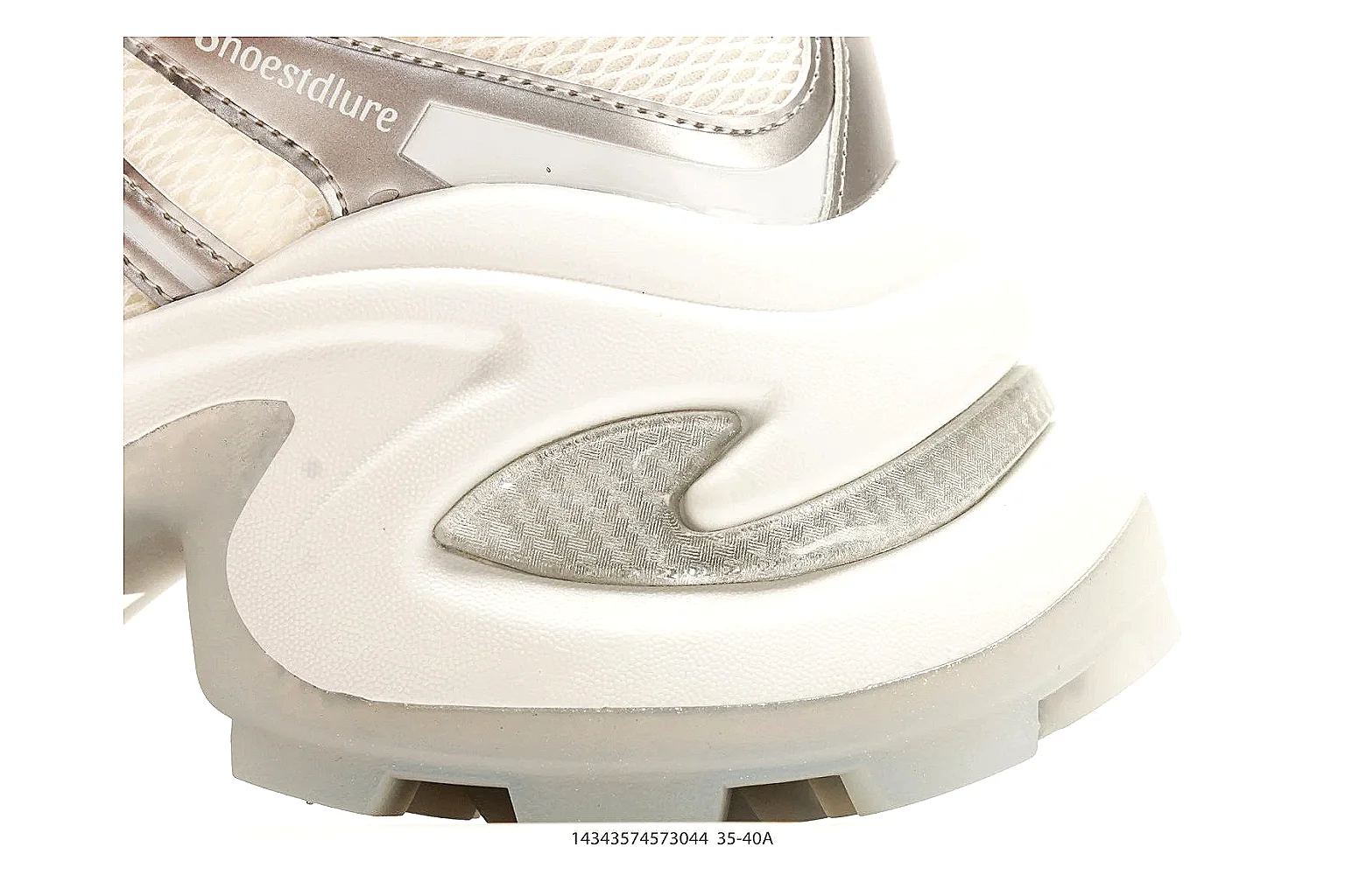 Chunky Runner White Cream Sneaker shopping brief photo showing white cream synthetic-mesh upper, chunky runner shape, layered panels, and thick cushioned sole thumbnail 3