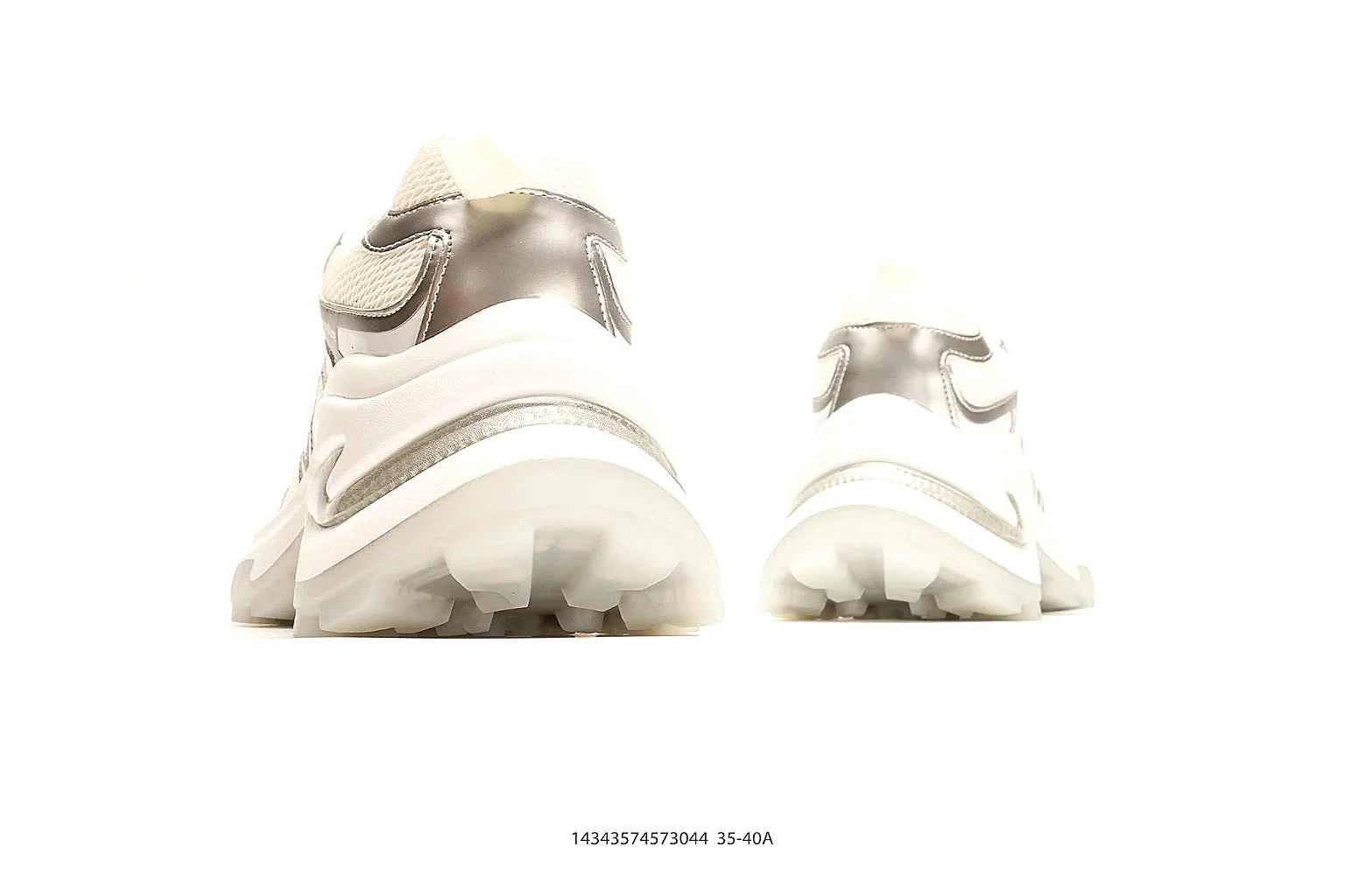 Chunky Runner White Cream Sneaker shopping brief photo showing white cream synthetic-mesh upper, chunky runner shape, layered panels, and thick cushioned sole thumbnail 6