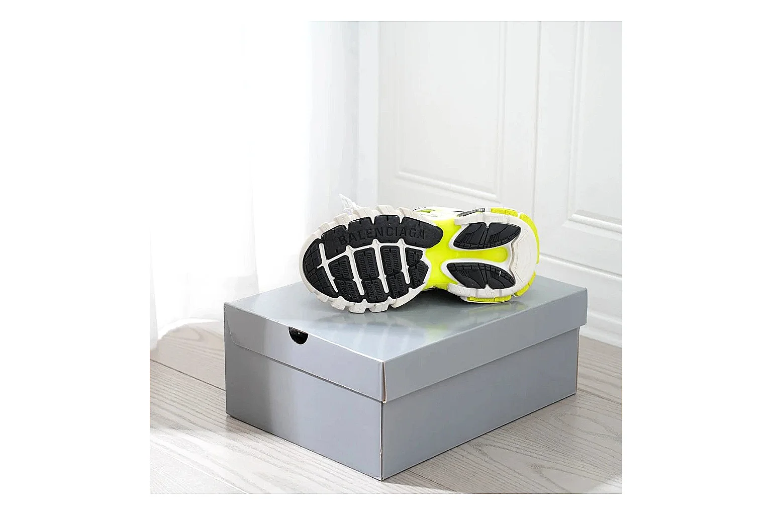 Neon Runner White Yellow Sneaker shopping brief photo showing white mesh runner upper, neon yellow accents, modern runner silhouette, and lightweight sole thumbnail 2