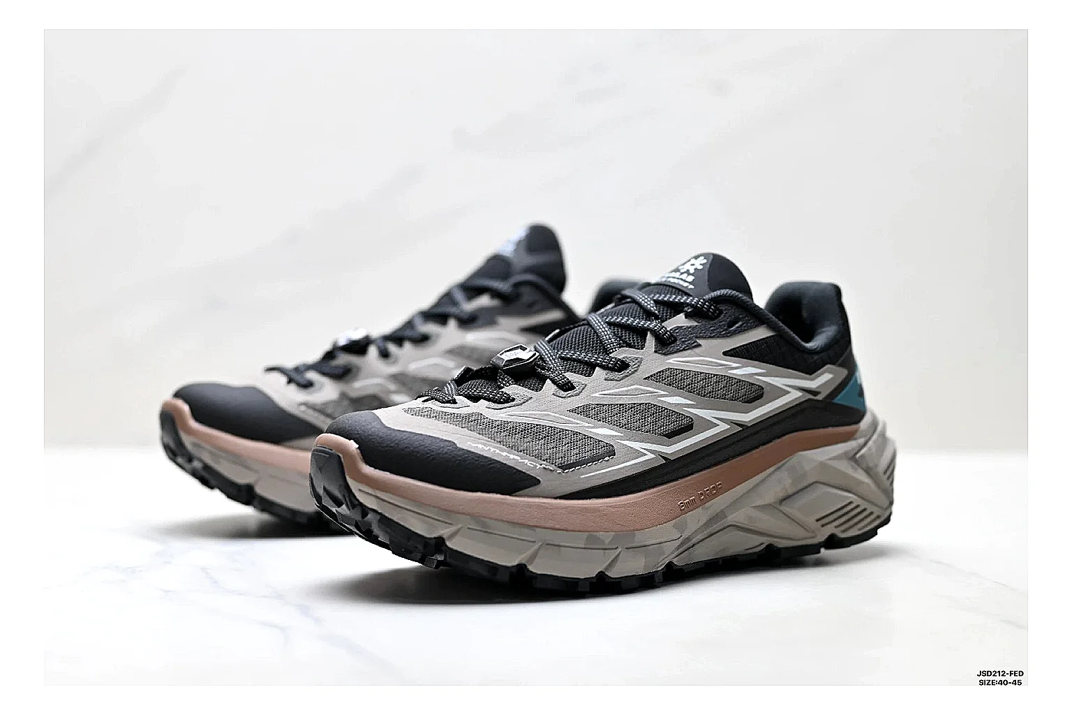 Trail Runner Black Teal Sneaker shopping brief photo showing black mesh runner upper, teal accent details, rugged trail profile, and traction sole thumbnail 2