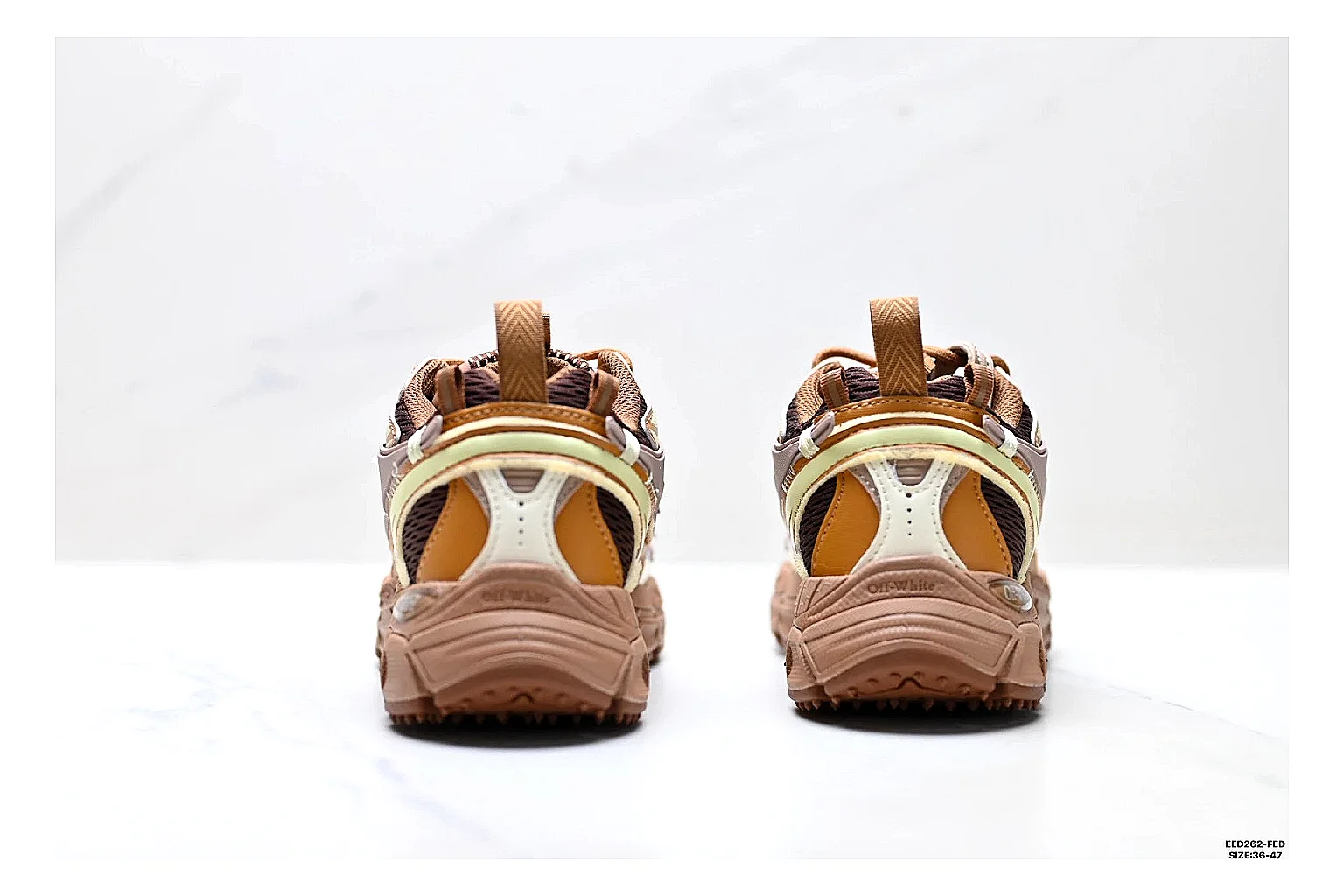 Trail Runner Brown Gold Sneaker shopping brief photo showing brown gold mesh-suede runner upper, rugged trail profile, protective overlays, and traction sole thumbnail 6