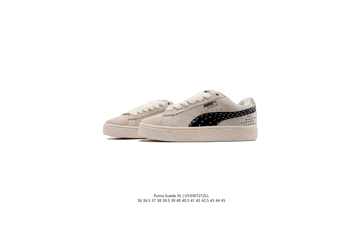 Puma Suede Beige Black suede low top six photo view thumbnail 4