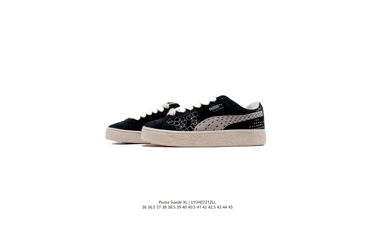 Puma Suede Black Cream suede low top six photo view thumbnail 4