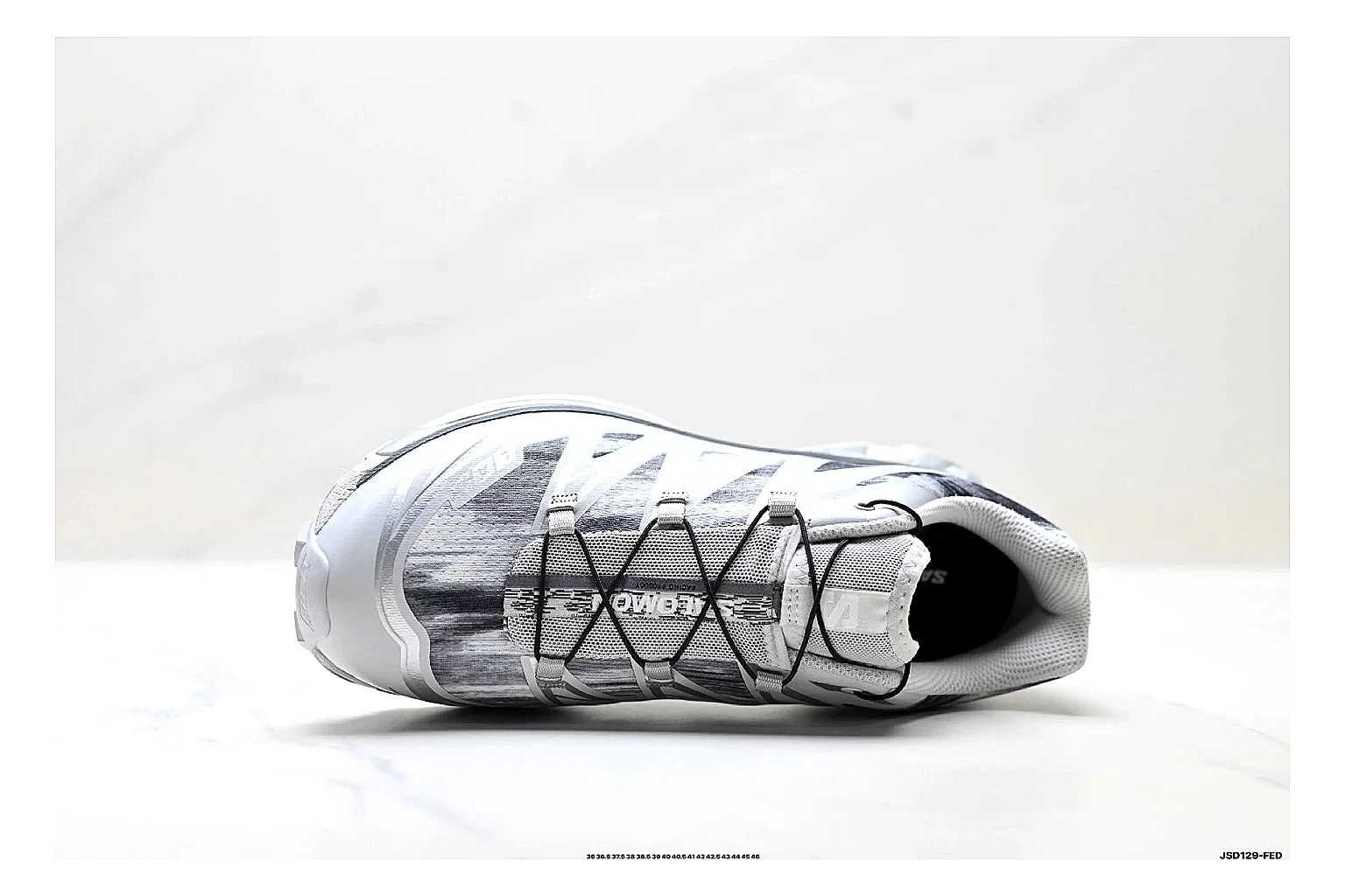 Salomon Xt Runner Silver Gray shopping brief photo showing silver gray mesh trail upper, technical runner overlays, speed-lace style structure, and rugged sole thumbnail 4