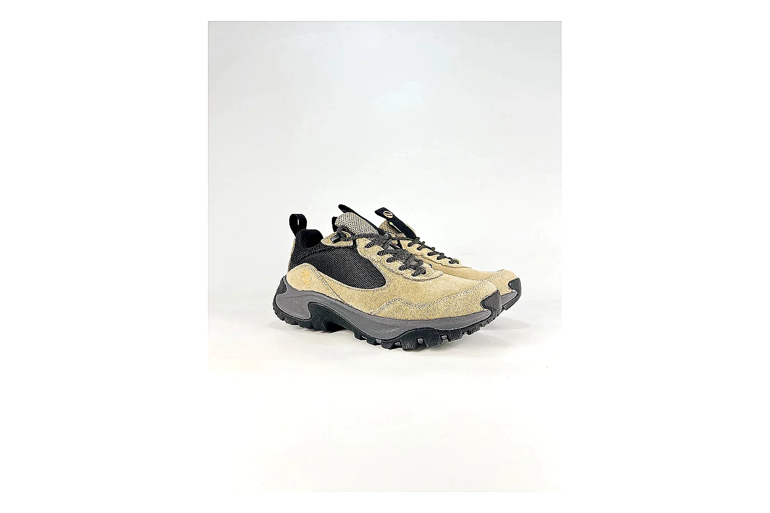 Timberland Motion Access Beige Black Sneakers shopping brief image showing beige black outdoor sneakers with mesh-leather texture, side-profile shape, upper panel lines, and outsole detail thumbnail 4